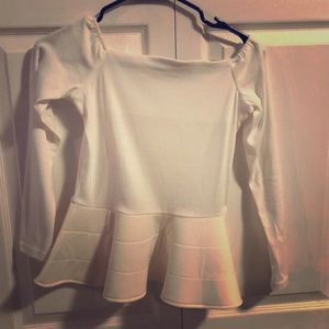 Off the shoulder white peblum top